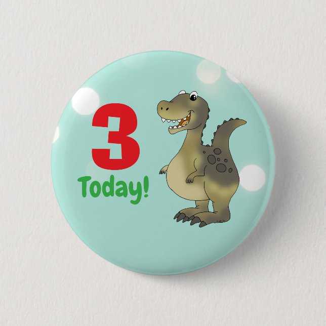 3-års dinosaur födelsedag - 3:e födelsedagen Dino Knapp (Framsida)