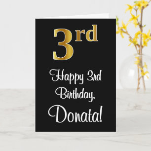 3-års födelsedag ~ Elegant Lyxig Falsk Guld Look # Kort