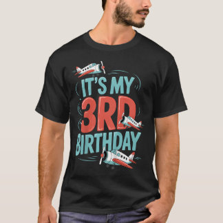 3-års födelsedag Flygplan Pilot Småpojkar 3 T Shirt