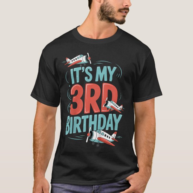 3-års födelsedag Flygplan Pilot Småpojkar 3 T Shirt (Framsida)
