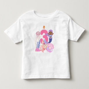 3-års födelsedag Pastell Mådhavsfru & Havsmonster T Shirt