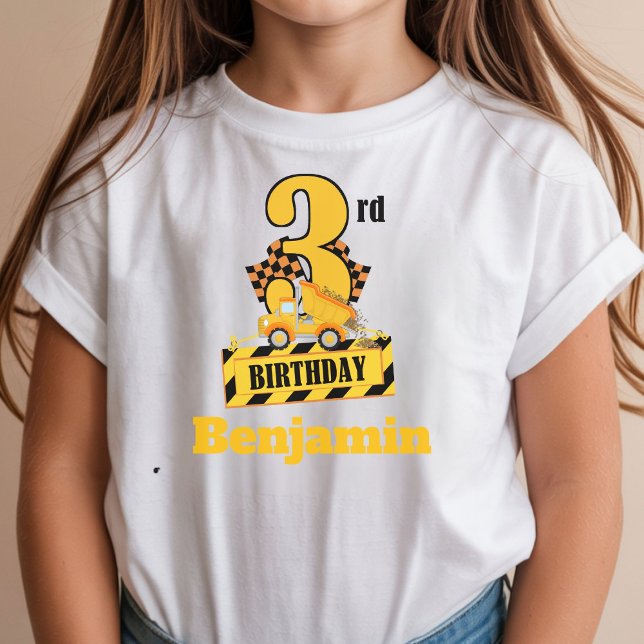 3-års födelsedags Dump Druck byggtema firande  T Shirt (Skapare uppladdad)