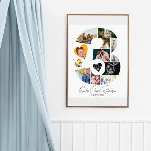 3-års födelsedags fotokollageaffisch minnessaker poster