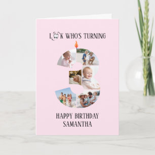 3-års födelsedags fotokort kort