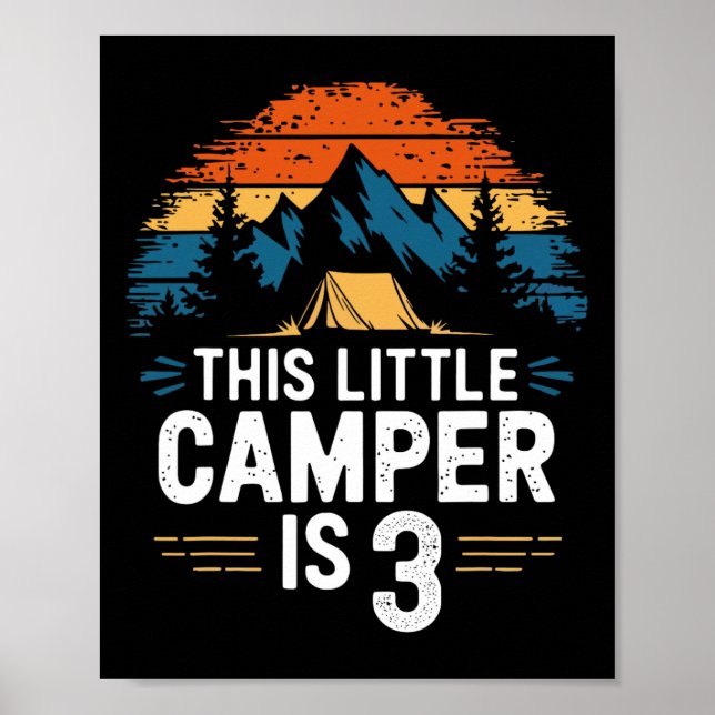 3-års födelsedagscampingtröja för 3-åriga barn Cam Poster (Framsidan)