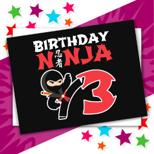 3 Års Födelsedagsfest för Karate Ninja Barn 3:e Fö Vykort