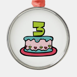 3-års födelselsedagstårta julgransprydnad metall