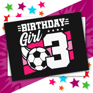3 Års Fotbollsfest 3:e Födelsedag Flicka Vykort