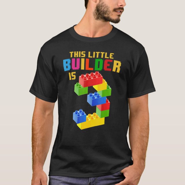 3 års gamla block Byggnad Boys 3:e födelsedagsmast T Shirt (Framsida)