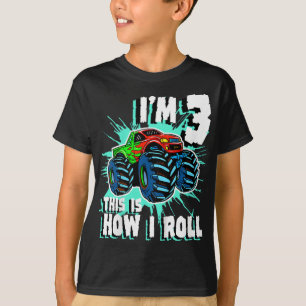 3 års gamle Monster Lastbil Födelsedagsfest 3:e bo T Shirt