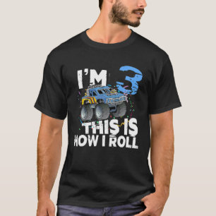 3 års gammal 3-årsjubileum födelsedagstorgsmonster t shirt