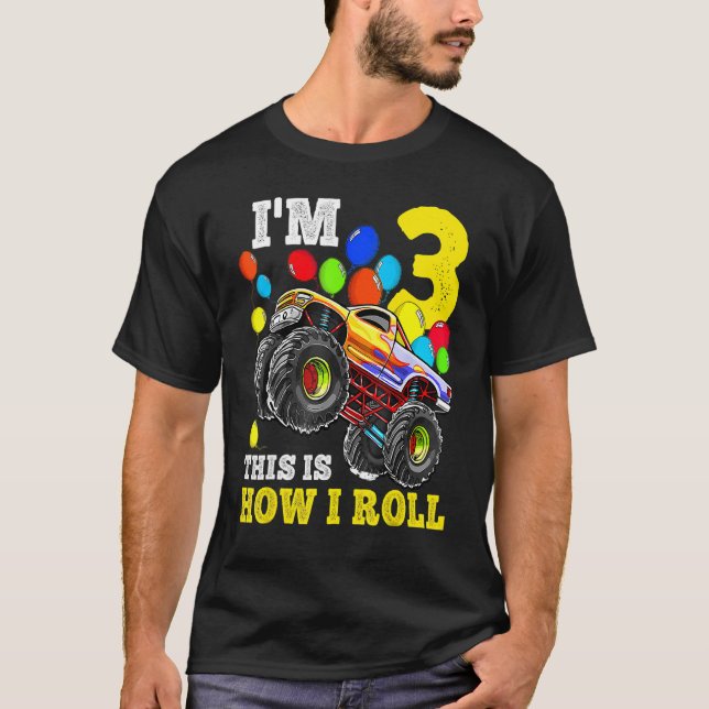 3 års gammal 3:e födelsedag Lastbil-bil T Shirt (Framsida)