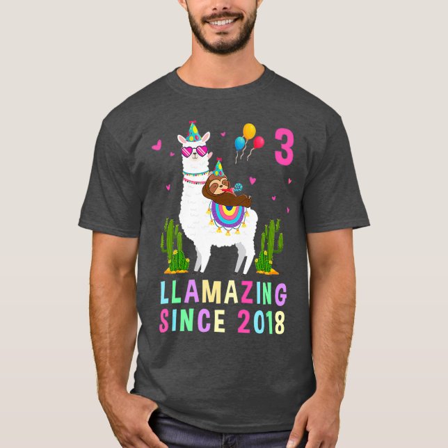 3 års gammal 3:e födelsedagstidning Riding Llama K T Shirt (Framsida)