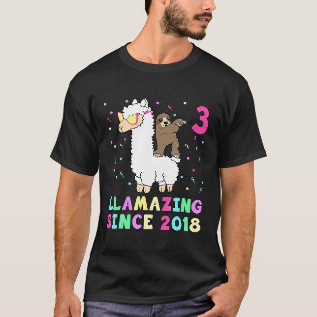 3 års gammal 3:e födelsedagstidningen Riding Llama T Shirt (Framsida)