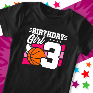 3 års gammal basketboll Party 3:e födelsedagsflick T Shirt