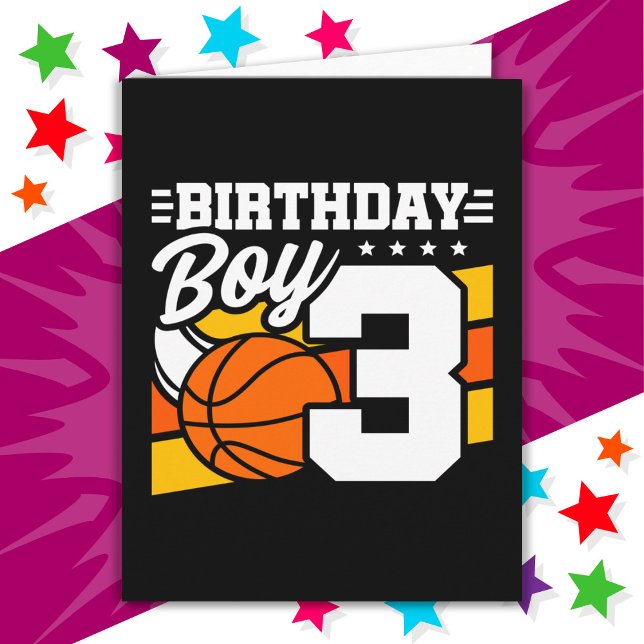 3 års gammal basketboll Party-tema 3:e födelsedags Kort (Skapare uppladdad)