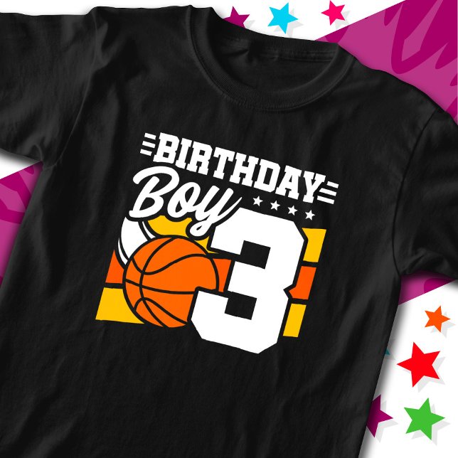 3 års gammal basketboll Party-tema 3:e födelsedags T Shirt (Skapare uppladdad)