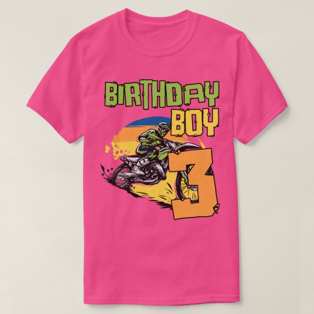 3 års gammal Dirt Bike Födelsedagsfest Motocross M T Shirt (Design framsida)