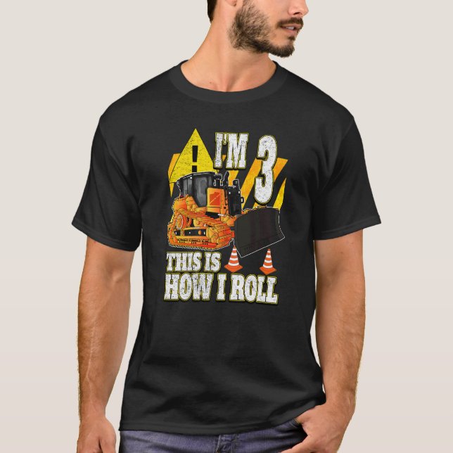 3 års gammal födelsedagsbulldozer t shirt (Framsida)