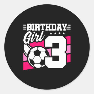 3 Års Gammal Fotboll Födelsedagsfest 3:e Födelseda Runt Klistermärke
