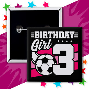 3 års gammal fotboll Party 3:e födelsedagsflickan Knapp