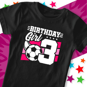 3 års gammal fotboll Party 3:e födelsedagsflickan T Shirt