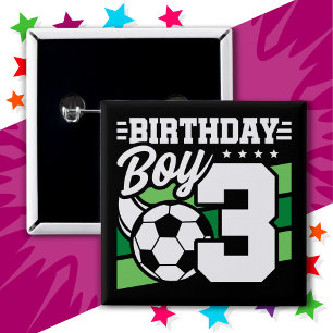 3 års gammal fotboll Party 3:e födelsedagspojken Knapp