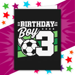3 års gammal fotboll Party 3:e födelsedagspojken Kort