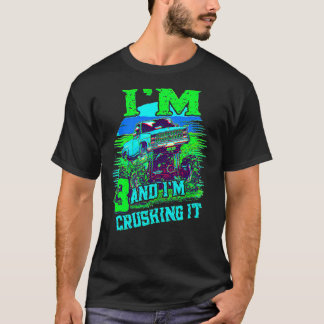 3 års gammal krockande monster Lastbil 3:e födelse T Shirt