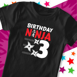 3 års gammal Ninja Party Stars Kids 3:e födelsedag T Shirt