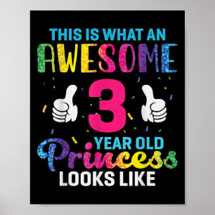 3 års gammal prinsessan Birthday-citat 3: e B-dags Poster