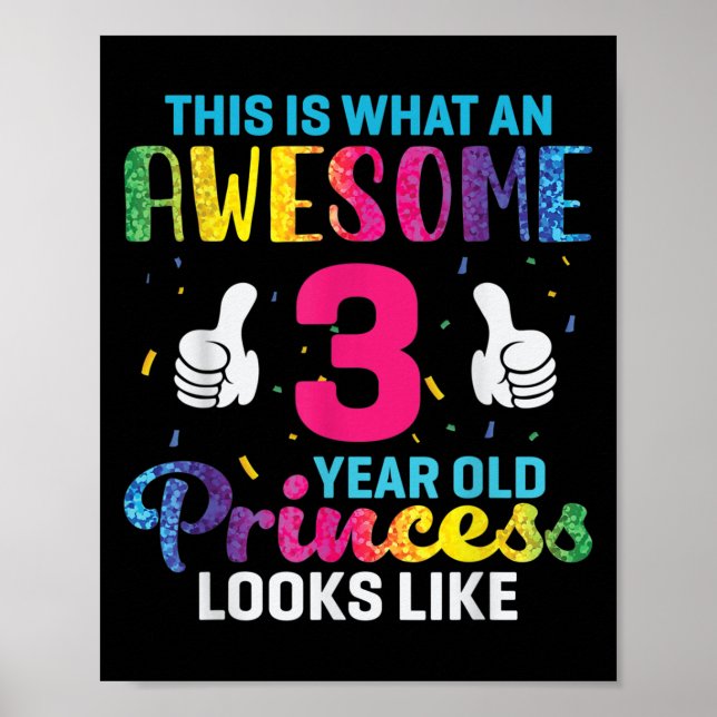 3 års gammal prinsessan Birthday-citat 3: e B-dags Poster (Framsidan)