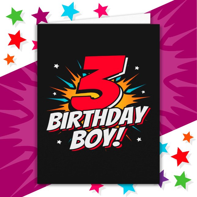 3 års gammal superhjälte födelsedag 3:e födelsedag kort (Skapare uppladdad)