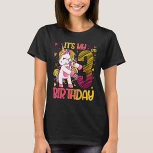 3 års gammal Unicorn-blommande 3:e födelsedagsflic T Shirt