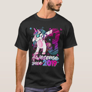 3 års gammal Unicorn Dabbing 3rd Birthday Girl Uni T Shirt