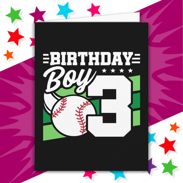 3 års gammalt baseball Party-tema 3:e födelsedagsp Kort (Skapare uppladdad)