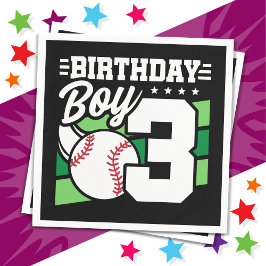 3 års gammalt baseball Party-tema 3:e födelsedagsp Pappersservett