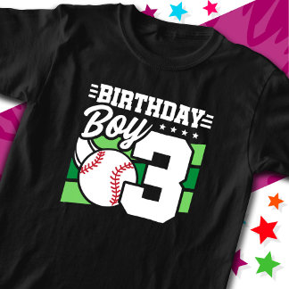 3 års gammalt baseball Party-tema 3:e födelsedagsp T Shirt