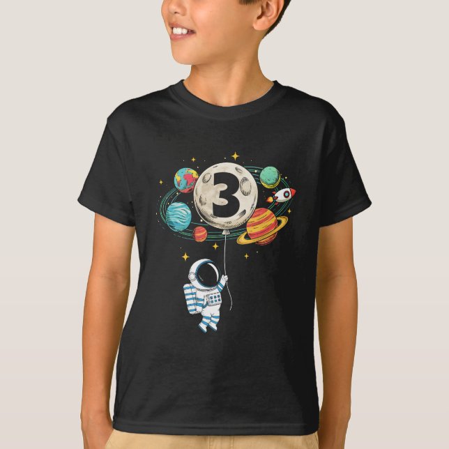 3 års gammalt födelsedagstjejp Astronaut Rymd 3:e  T Shirt (Framsida)