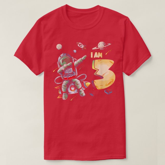 3 års gammalt födelsedagstjejp Astronaut Rymd 3:e  T Shirt (Design framsida)