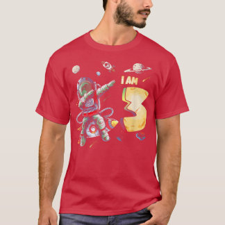 3 års gammalt födelsedagstjejp Astronaut Rymd 3:e T Shirt