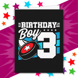 3 års gammalt Hockey Party-tema 3:e födelsedagspoj Kort