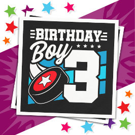 3 års gammalt Hockey Party-tema 3:e födelsedagspoj Pappersservett