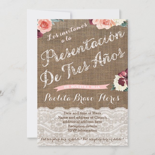 3 års inbjudningskort för presentationsceremoni på (Framsida)