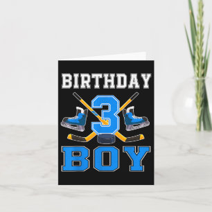 3 års Old Birthday Boy Ice Hockey 3:e Party Kort