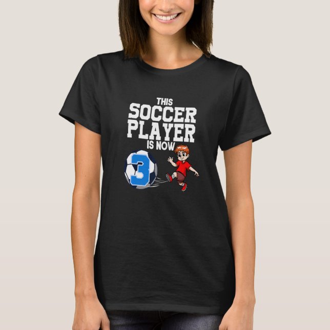 3 års Old Soccer Boy Soccer Birthday Premi T Shirt (Framsida)