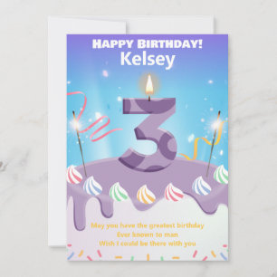 3 års personlig av Grattis på födelsedagen-kort