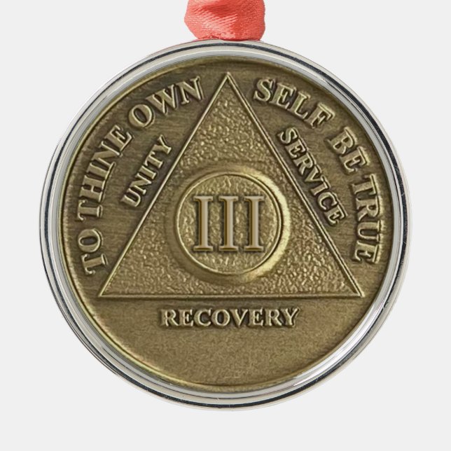 3 Års Sobrietytsjubileums Medaljong Julgransprydnad Metall (Framsidan)