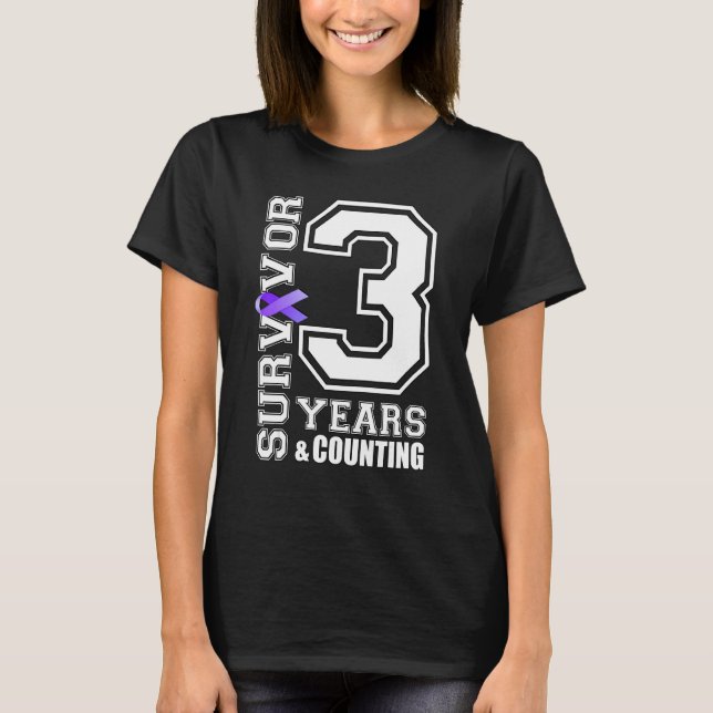 3 års Survivor I Bära Lila Ribbon Lupus Awaren T Shirt (Framsida)