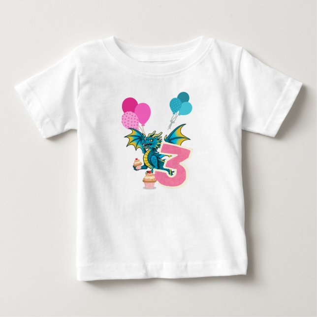  3-årsdagsdrake T-shirt (Framsida)